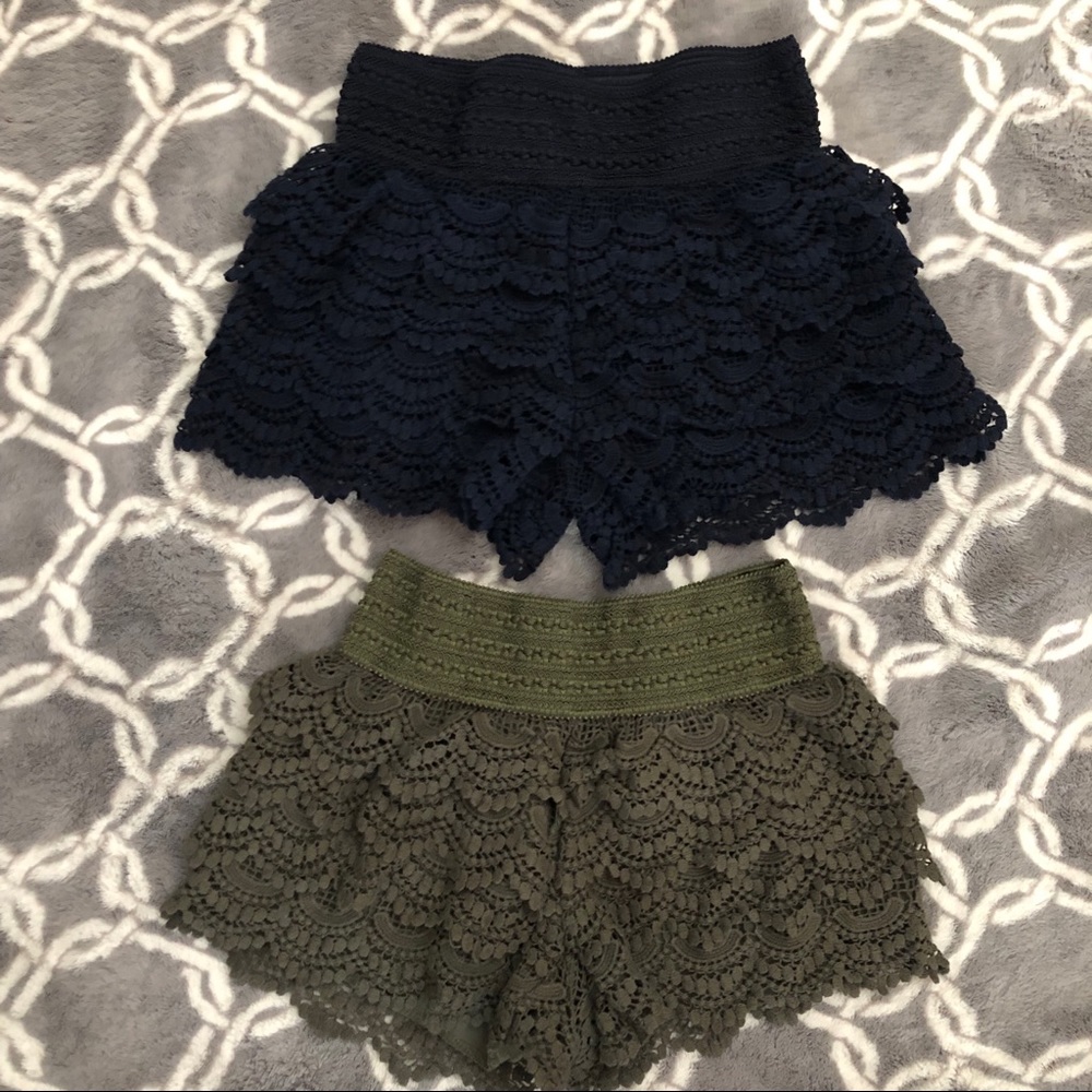 2 Lace crochet shorts.